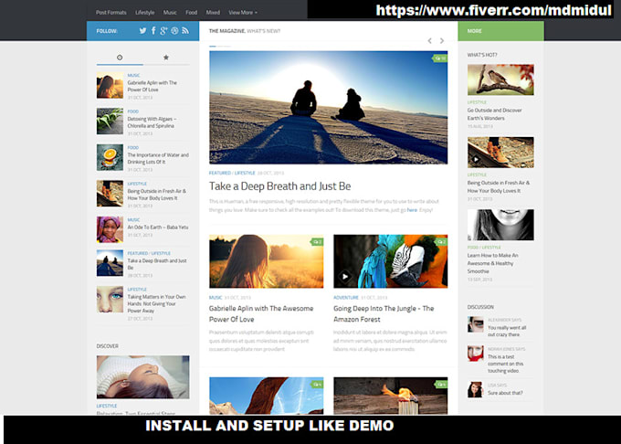 install wordpress  theme and setup like demo