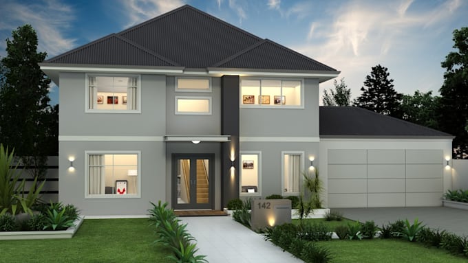 design and render 3d house floorplans, exterior landscape