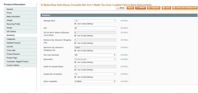 do product entry on magento