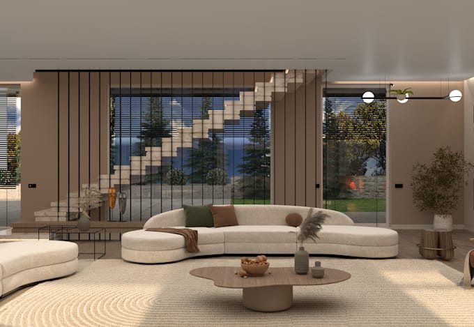make highly realistic living room design