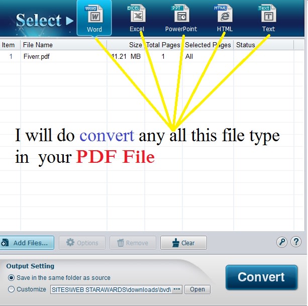 do convert PDF to word, excel,powerpoint,html,text etc
