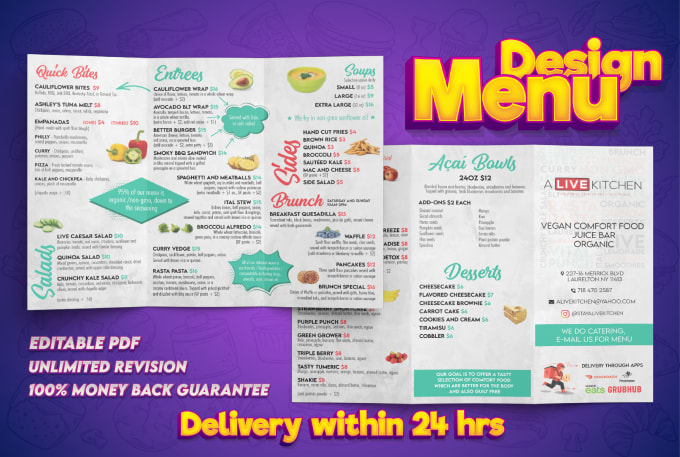 design an attractive restaurant menu