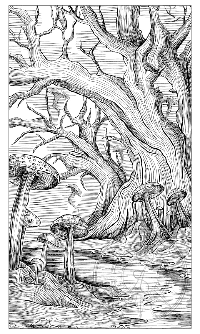 do cool detailed line art illustrations for books