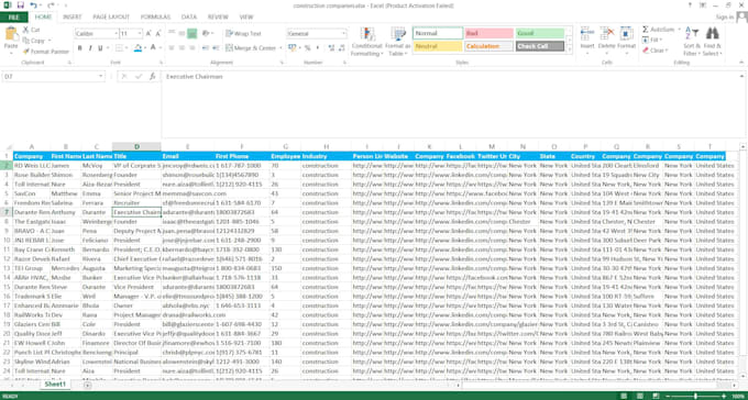 provide you 100 construction companies leads