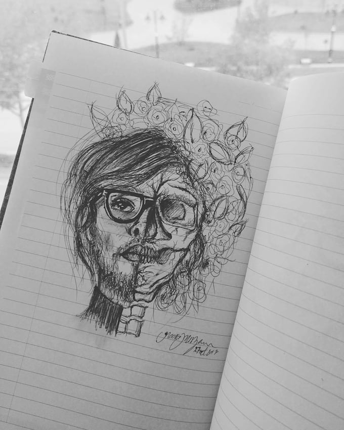 Draw a portrait of you and draw someone or something you want inside