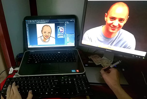 make a cartoon portrait of YOURSELF in 24h