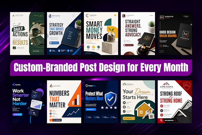 design monthly instagram, facebook and social media posts