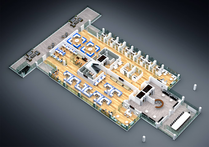 do office interior, detail floor model making and renderings works