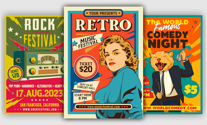 create amazing poster retro vintage vector design file