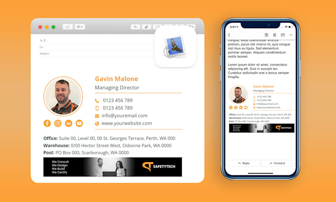 design  HTML email signature and animated email signature