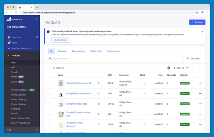 design, develope and fixes the bug in bigcommerce website