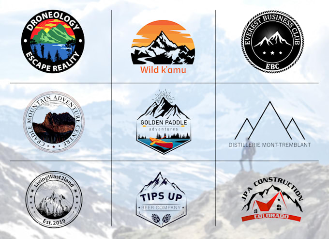make 2 hand draw mountain, hiking or adventure   logo