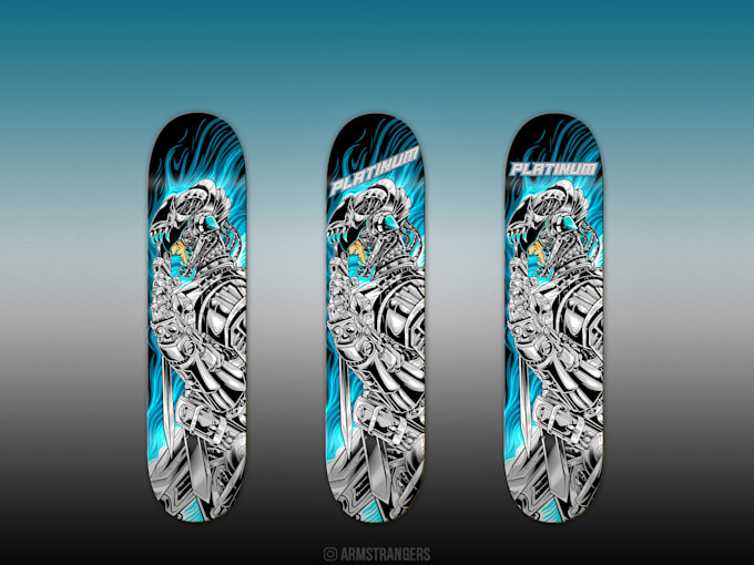 design awesome skateboard with detailed handrawn
