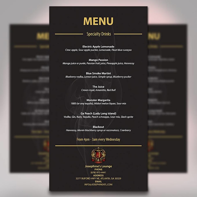 design an attractive menu for you