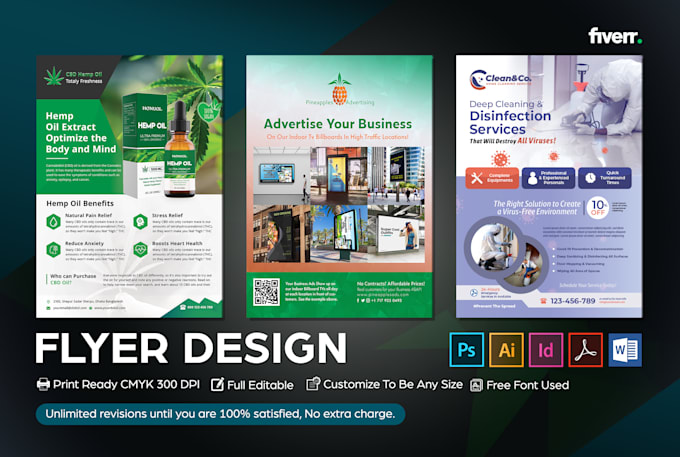 design high quality printable flyers, posters, door hanger and roll up banners