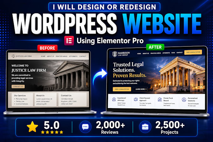 design or redesign wordpress website  using elementor pro
