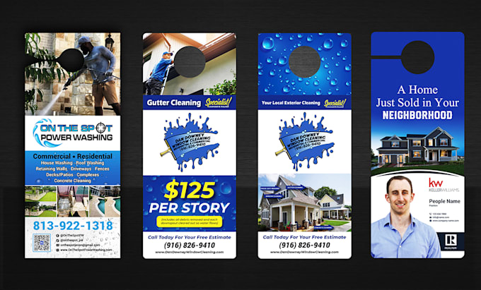 design door hanger, rack card, postcard for lawn care, roofing, hvac, cleaning