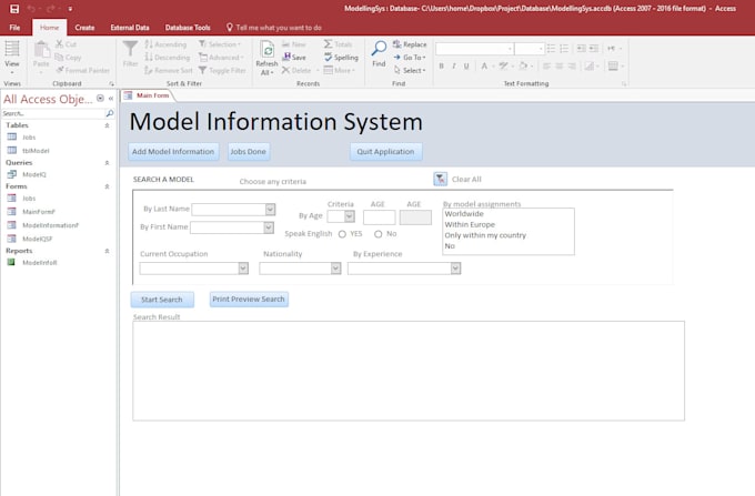 create microsoft access database projects for you