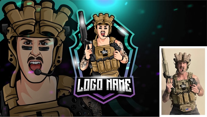 design gaming, esport, youtube, twitch logo from your photo