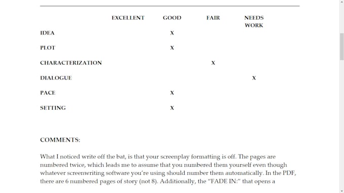 provide you script coverage