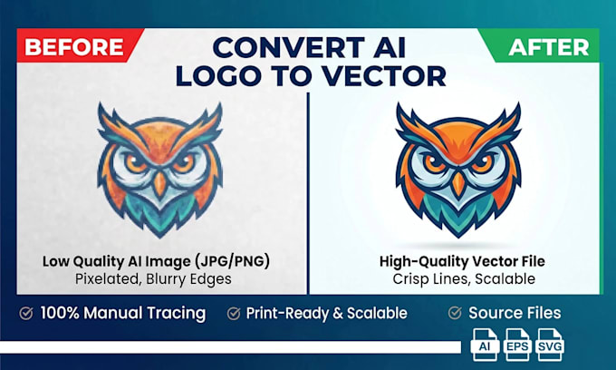 vectorize and convert ai generated logo design manually