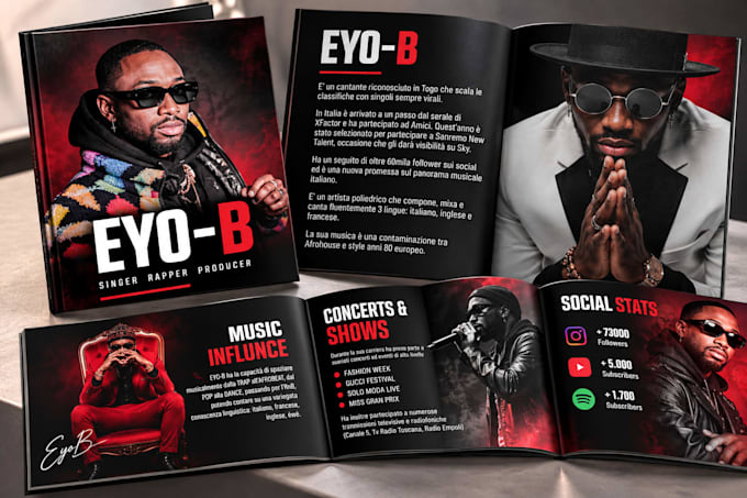 design eye catching media kit, one sheet, epk, flyer with clickable links
