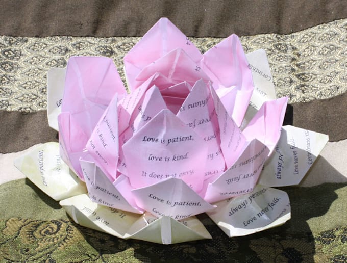 create a custom origami lotus flower with your text