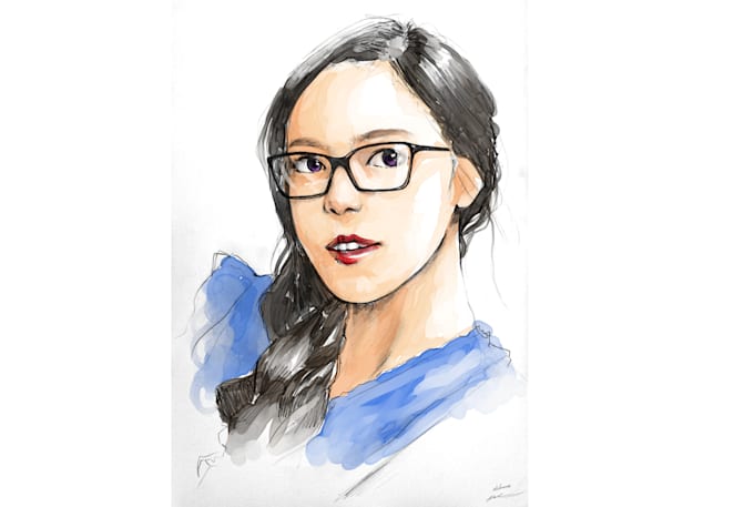 draw a stylish watercolor portrait from your images