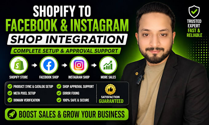 connect shopify store with facebook shop and instagram shop setup