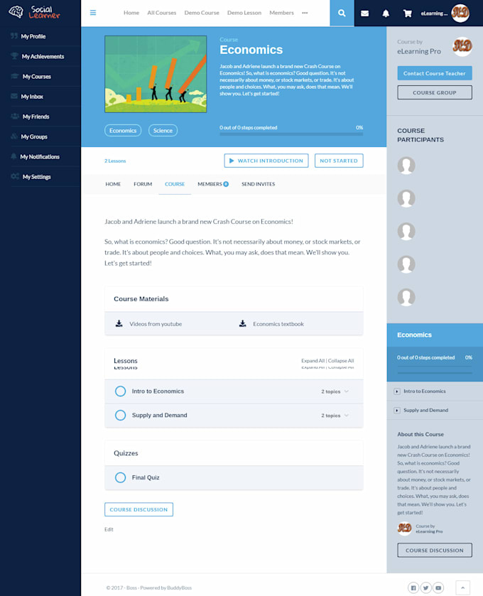 install and import buddyboss social learner demo for you