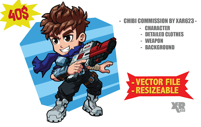 draw cute cool custom chibi character art for vtuber, dnd or pfp