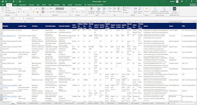 do excel data entry, web research and business lead lists