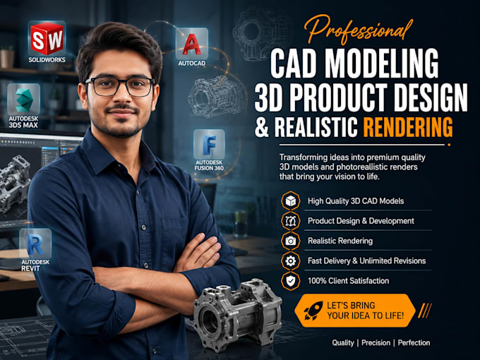 do professional cad modeling 3d product design and realistic rendering