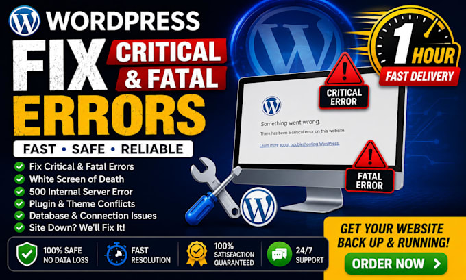 fix wordpress issues, fix wordpress error, wordpress bug fix, fix critical error
