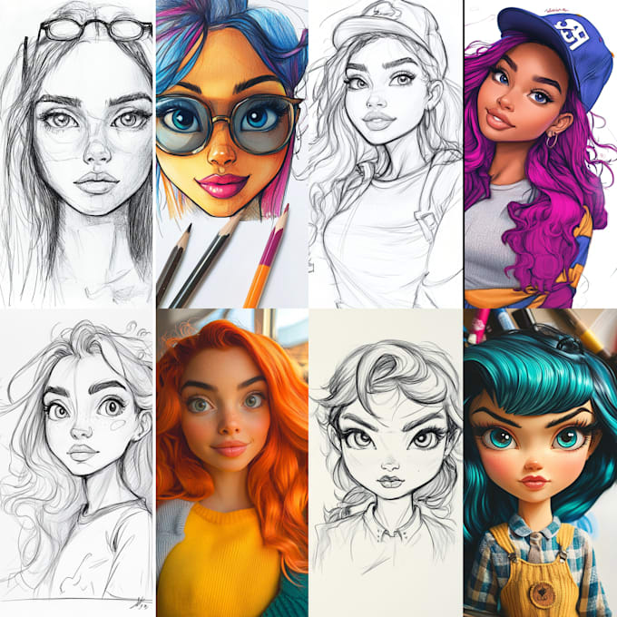 create unique and eye catching cartoon illustrations