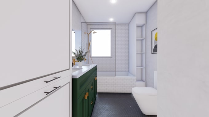 create 2d layout and 3d renders of your bathroom