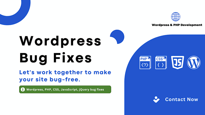 fix wordpress, PHP, css, js, jquery, and database bugs