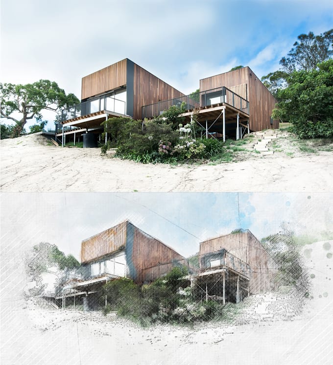 do sketch architecture render from photo