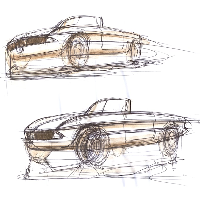 sketch cars with coffee