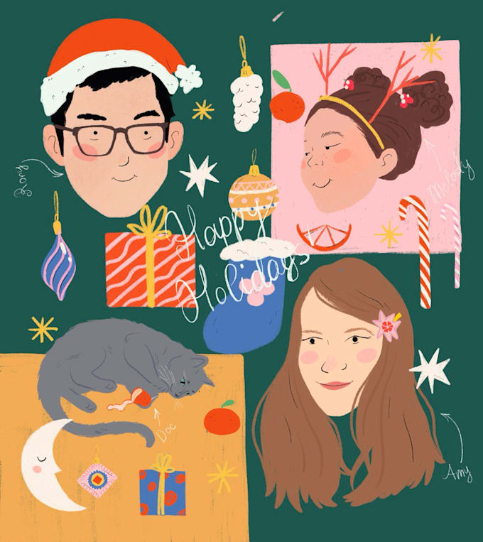 draw personalized family greeting cards