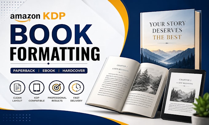 format your book for amazon KDP paperback, kindle and ebook