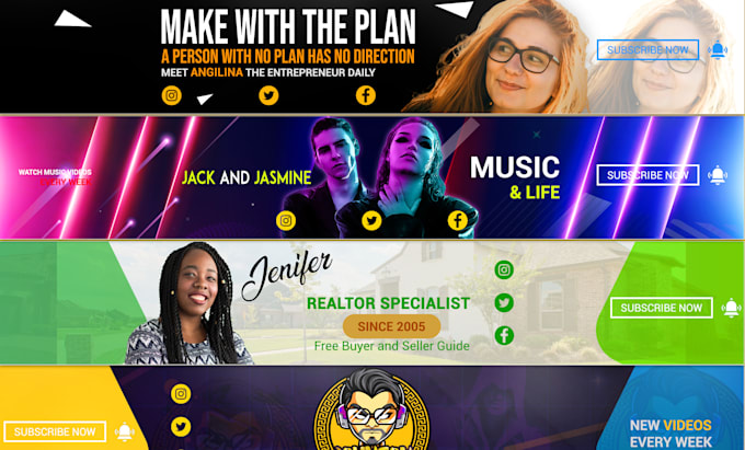 design professional youtube banner channel art