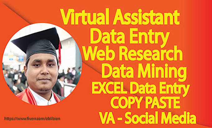 be your virtual assistant for data entry, copy paste, administrative work