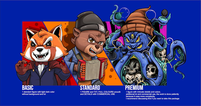 draw custom mascot and cartoon character illustration