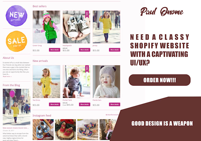 setup and design your shopify website