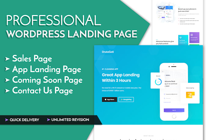 create responsive wordpress landing page, elementor landing page