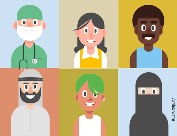 draw flat vector portrait or avatar of you