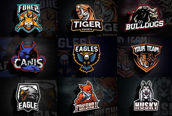 design animal, mascot logo, wolf, tiger, eagle, bear, fox