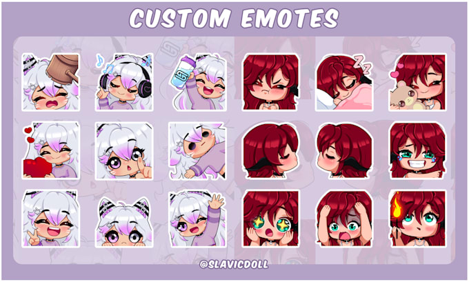create custom cute chibi twitch emotes for your  stream or discord, static