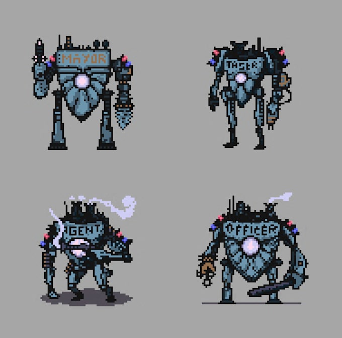 do character design polygonal hand draw or pixel